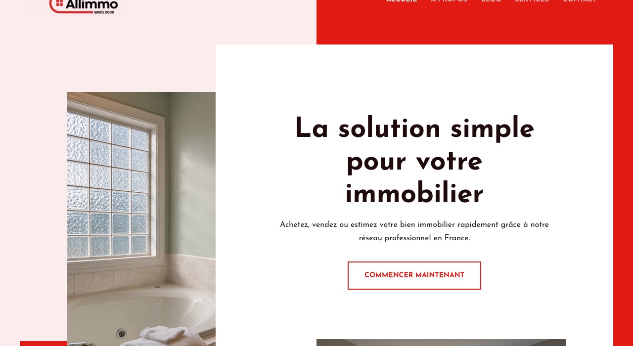 Page d'accueil d'Allimmo, la plateforme immobilière de MKD Groupe active depuis 2000