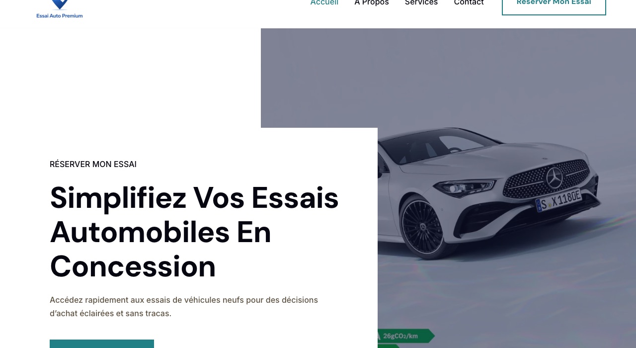 Page d'accueil d'Essai Auto Premium, la plateforme de réservation d'essais de MKD Groupe